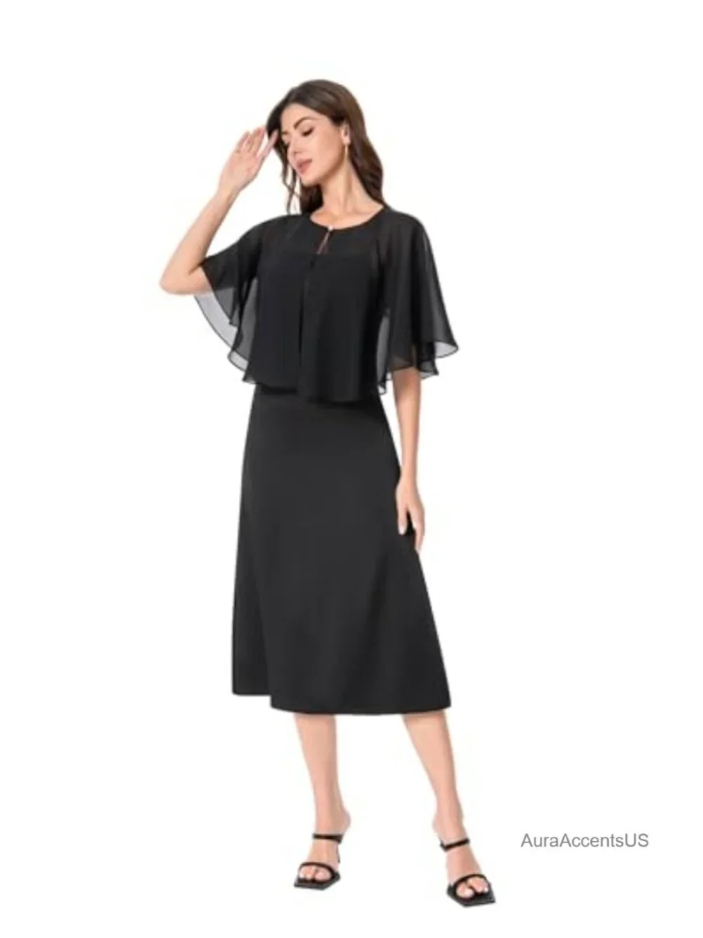 Women's Chiffon Capelet Shawl Wrap Elegant Lightweight